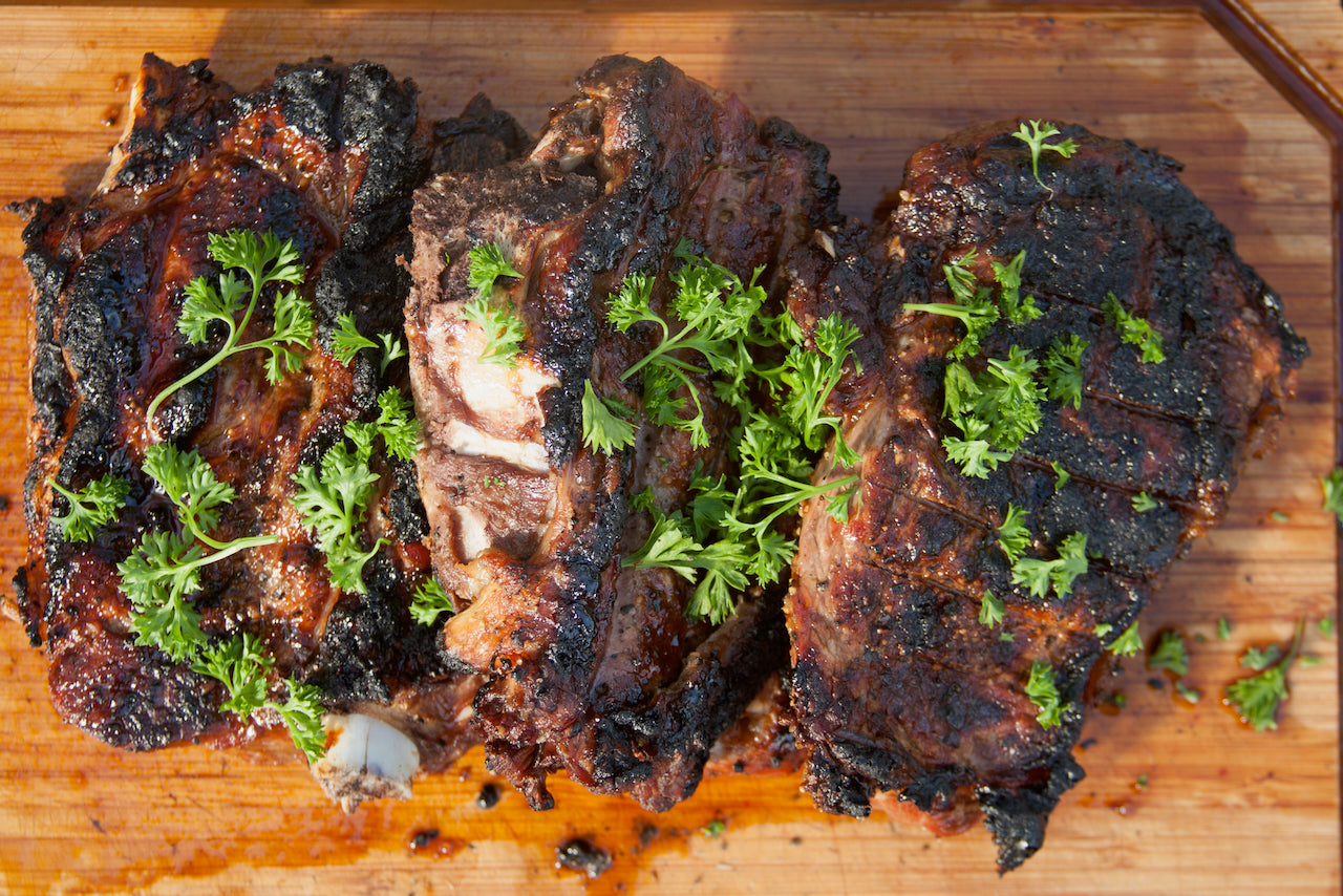 Charred Boneless Kalbi Style Short Ribs with Sesame Sticky Rice