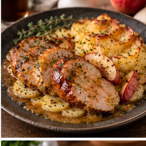 Apple Dijon Pork Tenderloin with Scalloped Potatoes