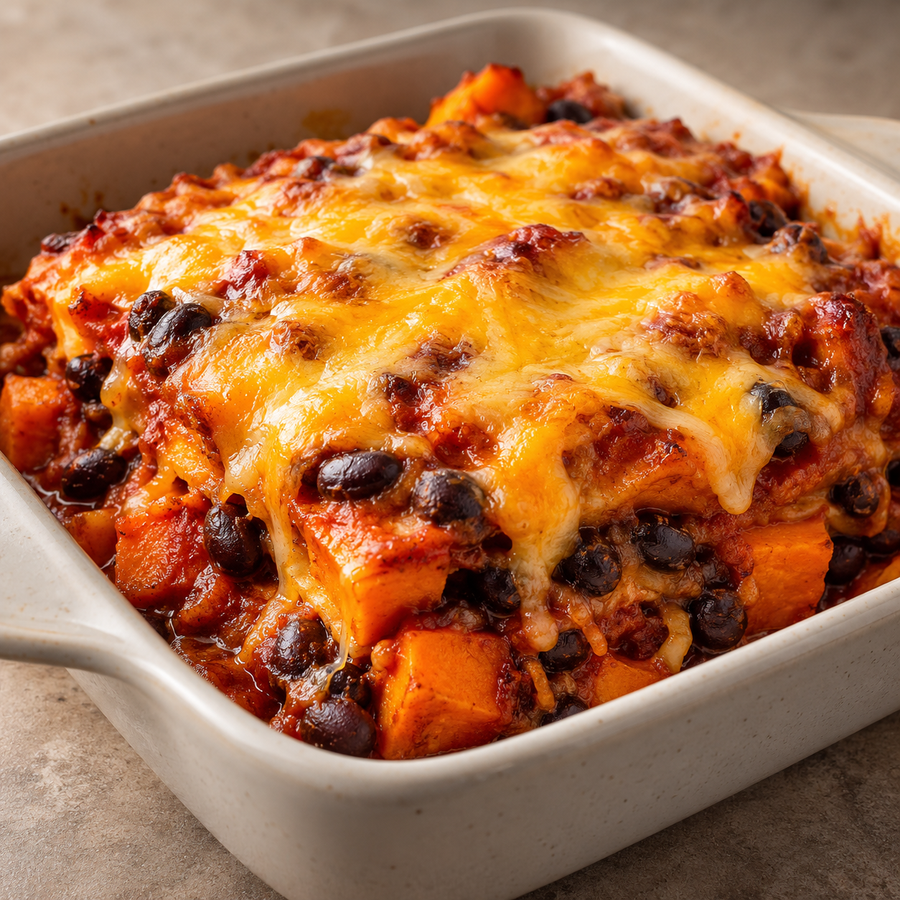 Sweet Potato & Black Bean Enchilada Bake