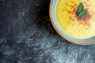 Cauliflower Soup with Brown Butter and Curried Apple