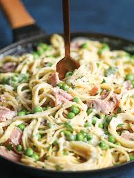 Ham and Pea Pasta with Garlic Parmesan Sauce