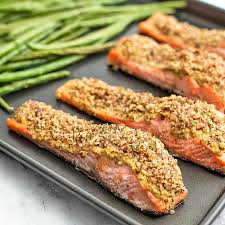 Almond crusted Honey Mustard Glazed Salmon